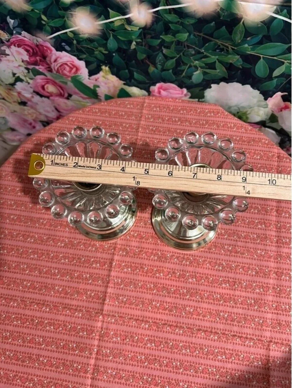 VTG 1950s Pair MCM Clear Glass Fluted Swivel Wall Sconces Brass Backplate Set